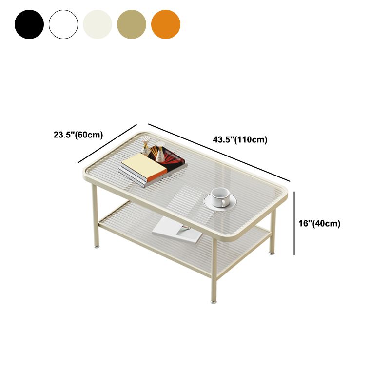 Glass-Topped Cocktail Table Rectangular Coffee Table for Living Room