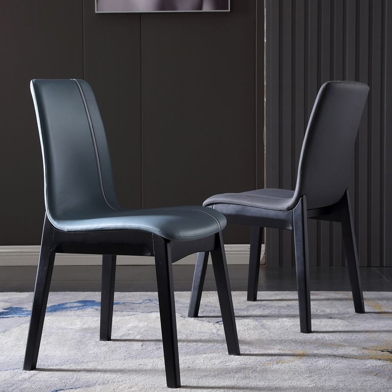 Contemporary Home Side Chair Solid Back Upholstered Wood Dining Room Chair