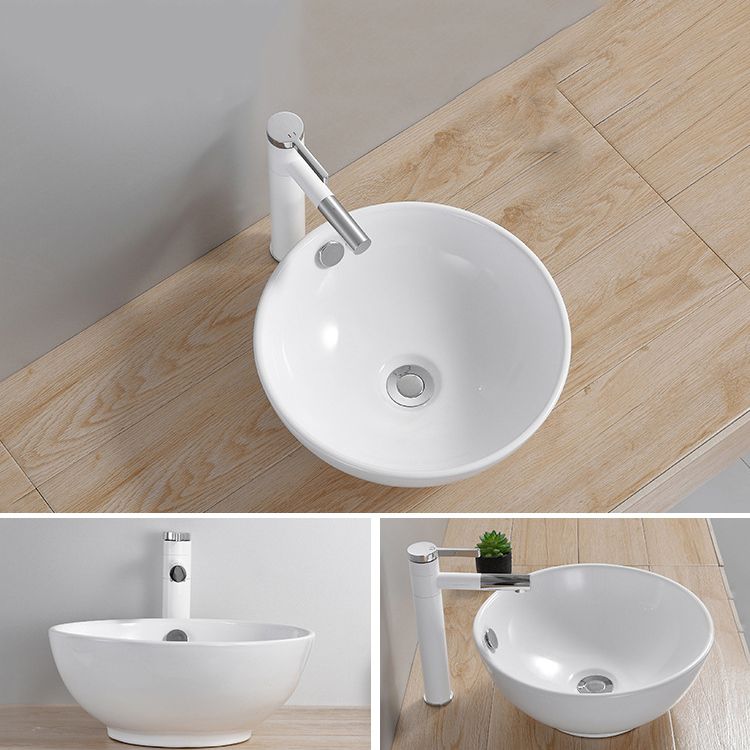 Modern Wash Stand Porcelain Rectangular with Drain Assembly and Pop-Up Drain Vessel Sink