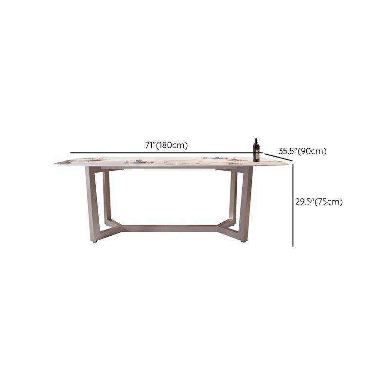 Modern Stone Rectangle Dining Table Metal Base for Dining Room