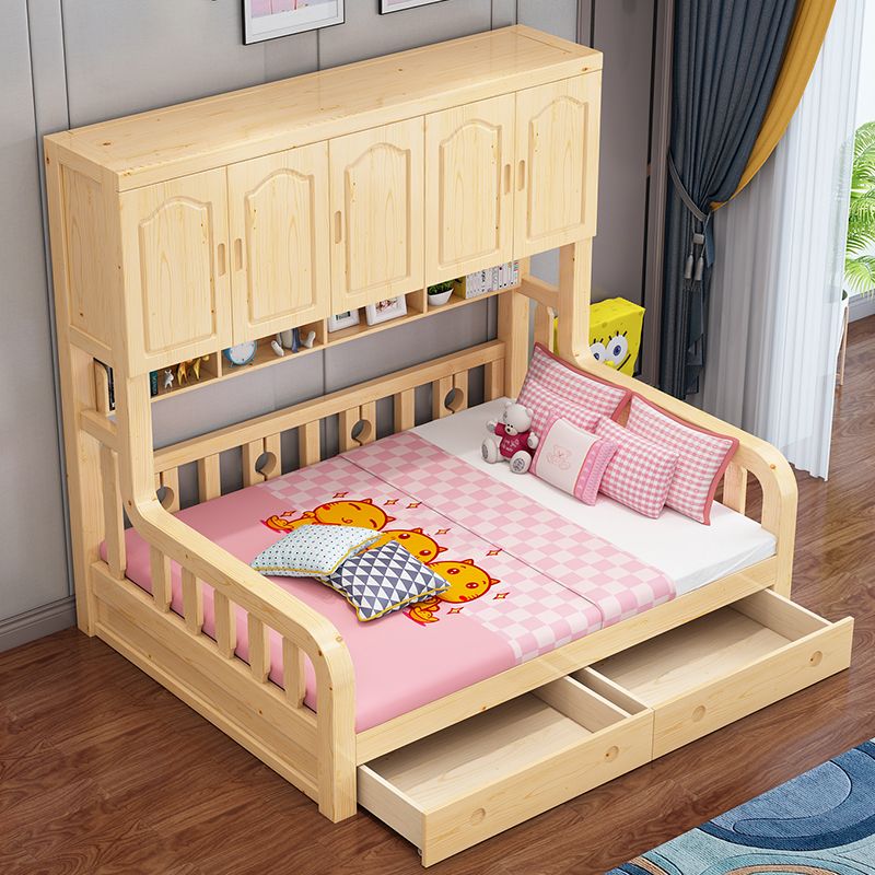 Natural Solid Wood Bunk Bed Contemporary Bunk Bed with Storage