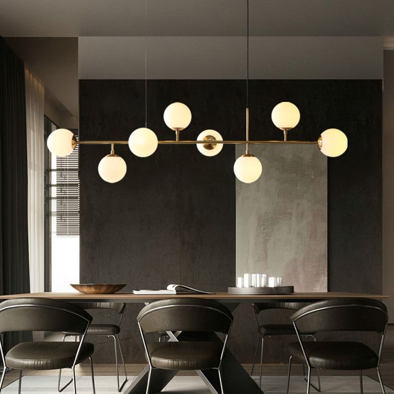 Round Dinning Room Island Pendant Light Glass Minimalist Style Hanging Island Light