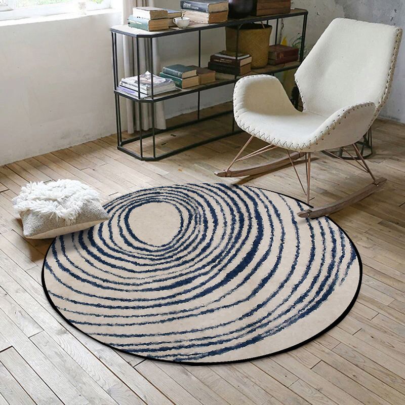 Simple Swirling Lines Print Rug Grey Modern Style Carpet Synthetics Washable Non-Slip Stain Resistant Rug for Bedroom