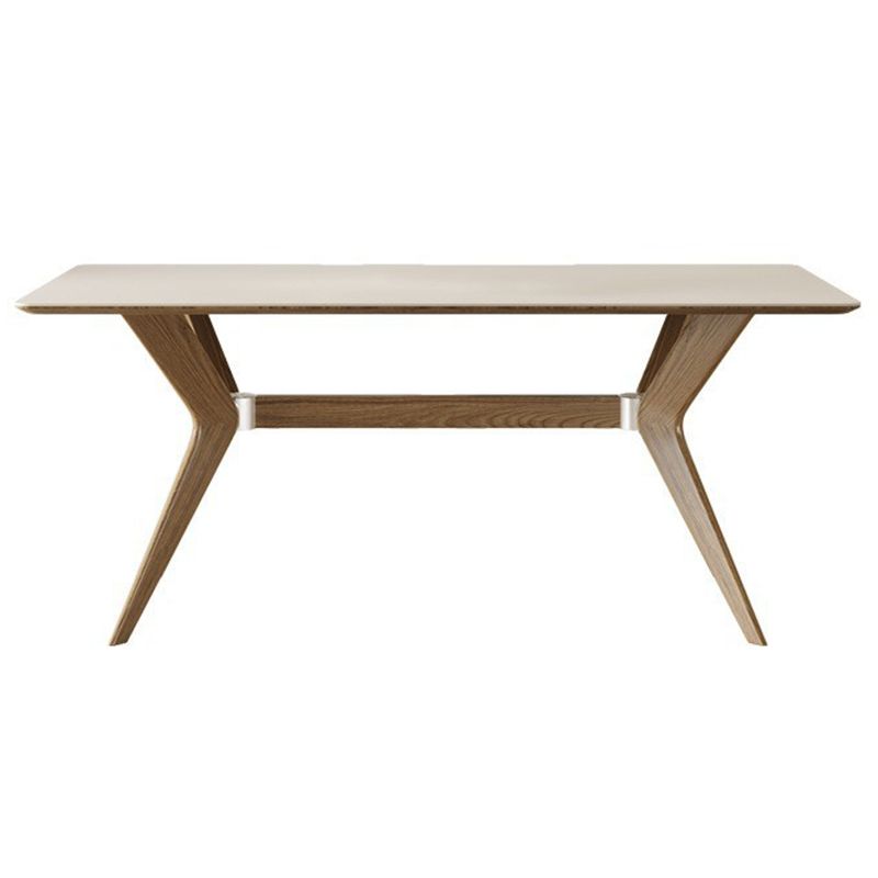 Simplicity Style Dinette Table Rectangle Stone Dinner Table in White