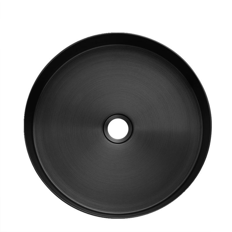 Modern Black Bathroom Sink Metal Round Vessel Bathroom Sink (Not Including Faucet)