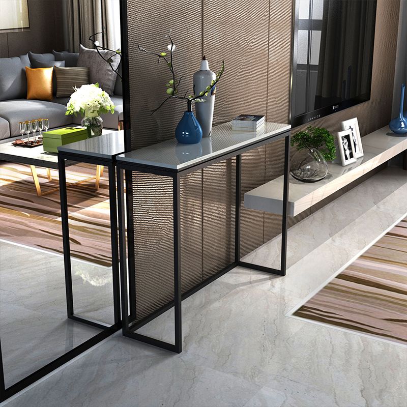 Modern Rectangular White/Black Console Table -  11.81" x 31.49" Console Table