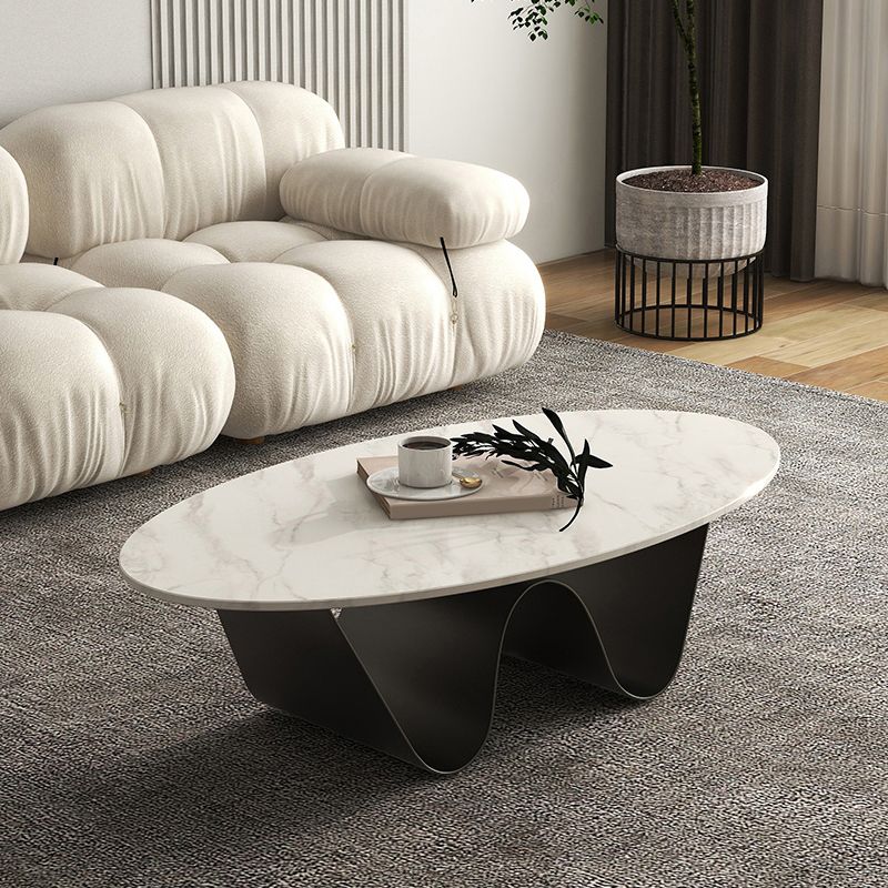 Slate Top Coffee Cocktail Table Abstract Oval Coffee or End Table