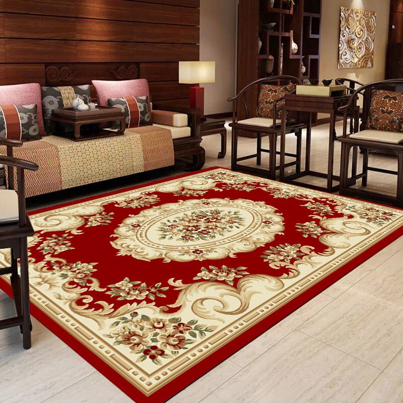 Mehrfarbiger moderner Teppich aus Polyster mit Blumenmuster, rutschfeste Rückseite, schmutzabweisender Innenteppich für den Salon