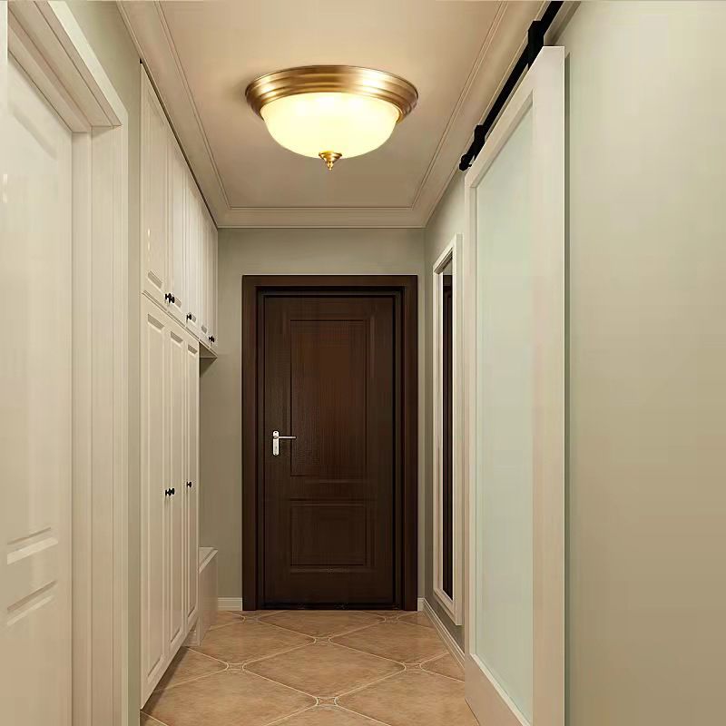 Glass Gold Flush Mount Ceiling Fixture Dome Minimalist Flush Light Fixture