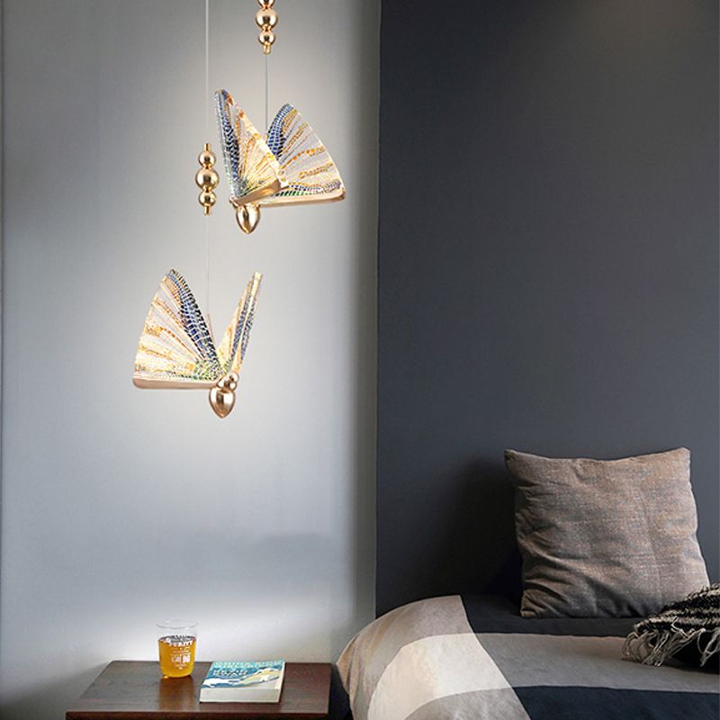 Butterfly Shat Lighting Lighting Modern Style Metal Light Pendant Light Pendant pour le chevet