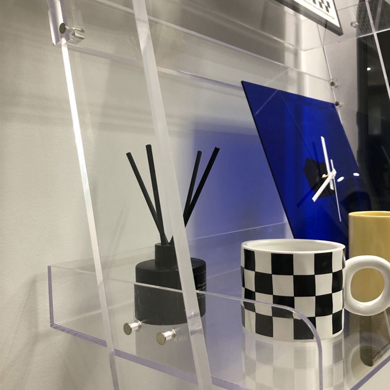 Contemporary Open Back Bookshelf Ladder Acrylic Bookcase with Shelves