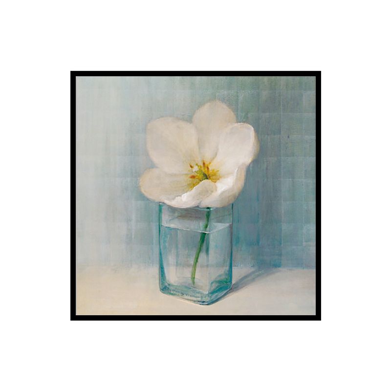 Blooming Bottle Vase Wall Art in White Modern Style Canvas Print for Living Room