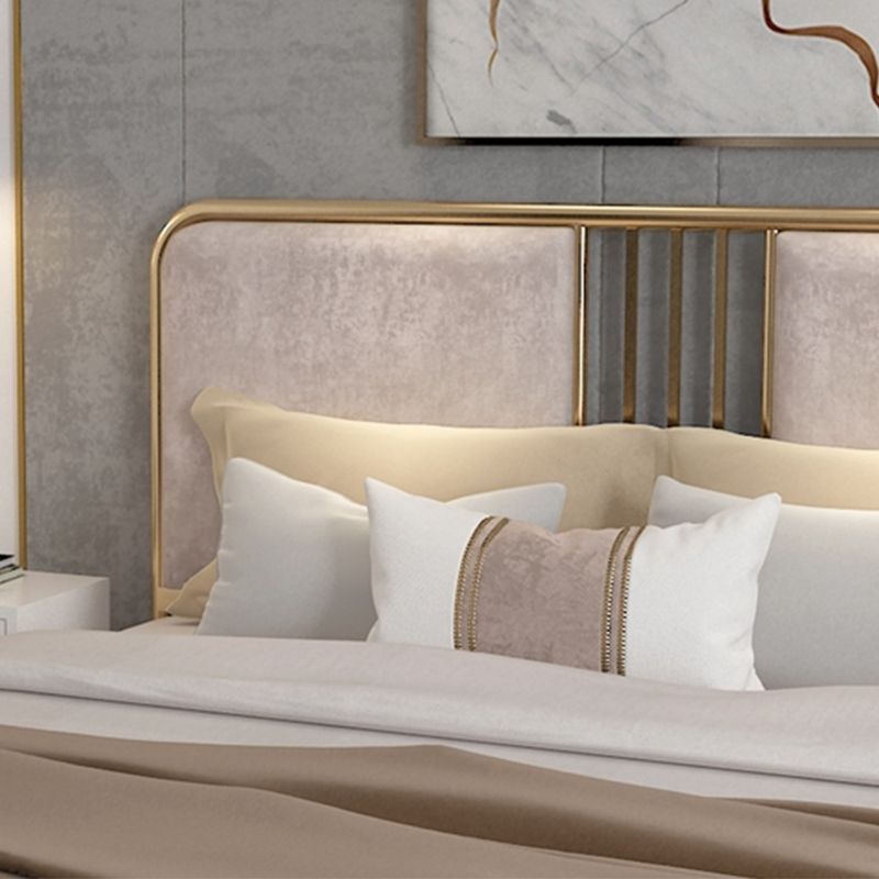 84.65 inch Wide Contemporary Bed Frame Metal Bed with Upholstered Headboard
