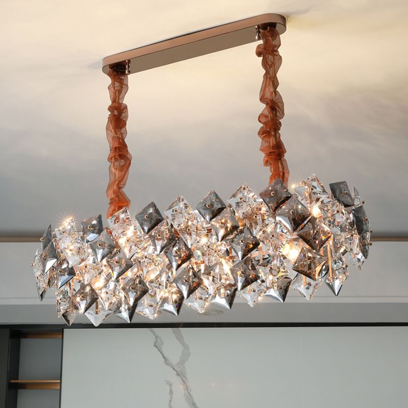 Contemporary Island Lighting Linear Pendant Lighting Chandelier Light Fixtures in Grey