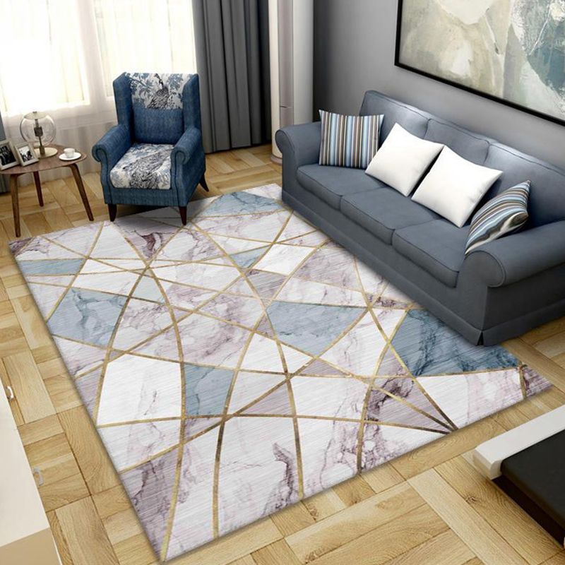 Contemporary Abstract Art Rug Distinctive Polyester Carpet Anti-Slip Backing Rug for Living Room