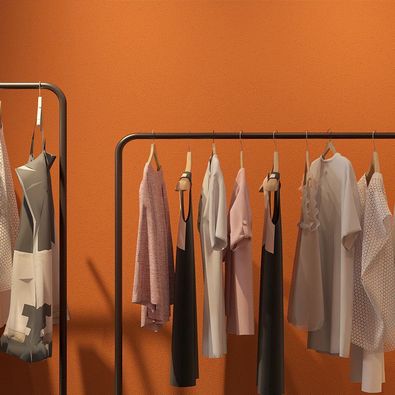 Orange Solid Self Stick Wallpaper Roll Temporary Simple Style Dining Room Wall Art