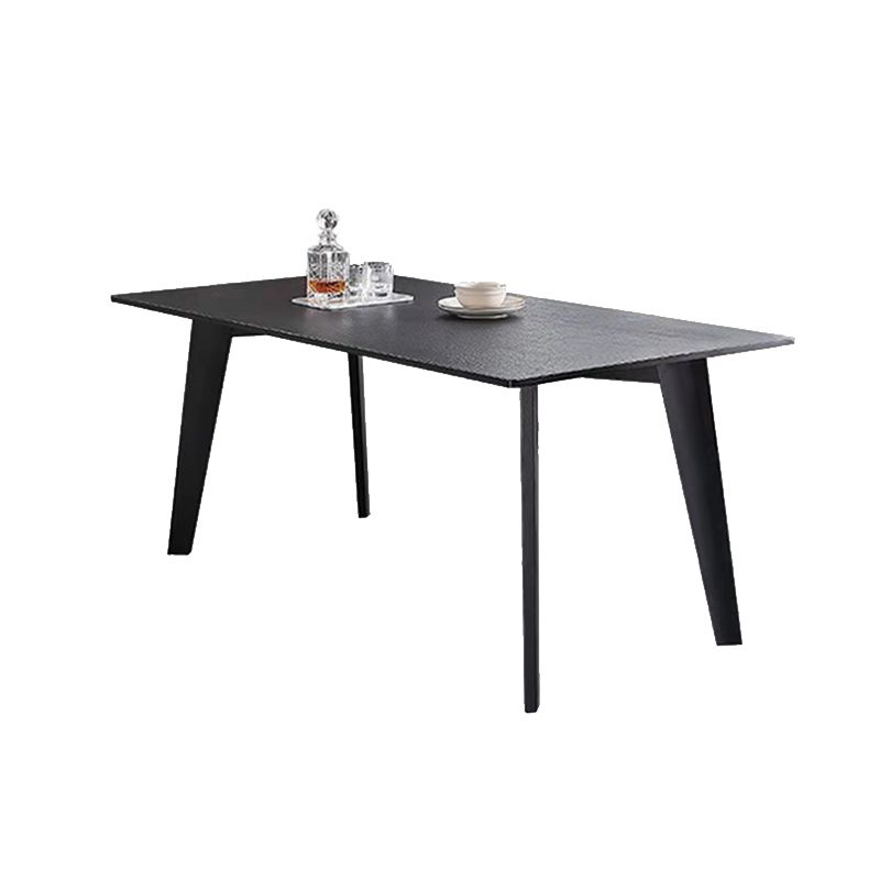 Modern Black Dinette Table with Ash Wood Base Rectangle Indoor Dining Table
