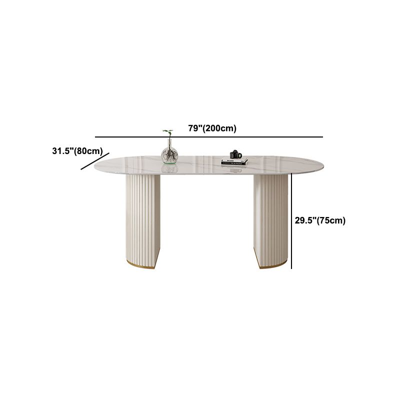 Sintered Stone Dining Table Traditional Luxury Double Pedestal Table