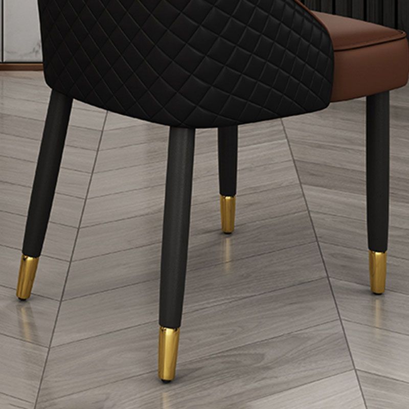 Scandinavian Style Leather Dining Chairs for Kitchen Armless Solid Back Chair
