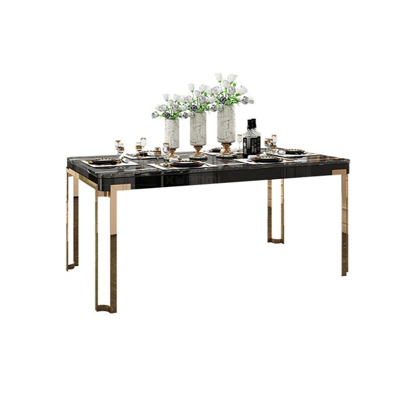 Rectangle Stone Top Dining Table Traditional Luxury Table with 4 Legs