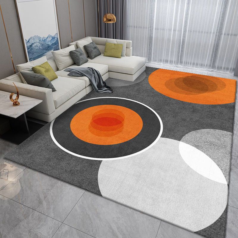 Dark Gray Striped Rug Polyester Modern Indoor Rug Washable Rug for Home Decoration