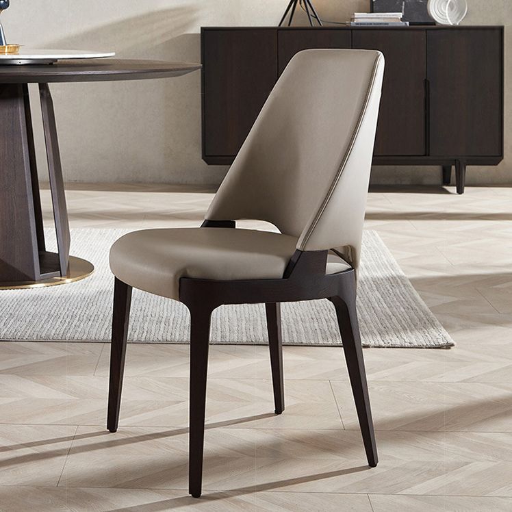 Industrial Upholstered Armless Chair Kitchen Wood Parsons Side Chair