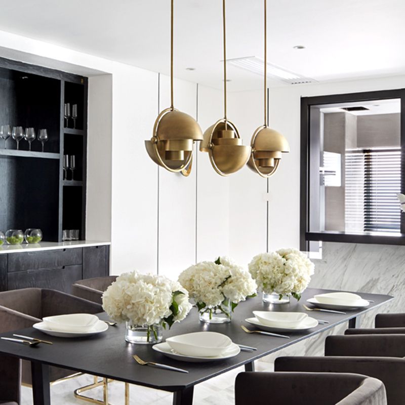 Rollover Quart-Sphere Pendant Lighting Postmodern Metal Single Restaurant Hanging Light