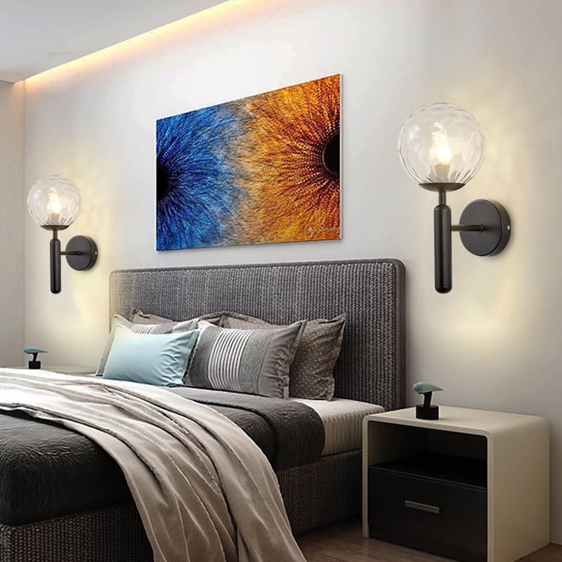 Modern Metal Wall Sconce Ball Shape Vanity Light with Glass Shade for Bathroom