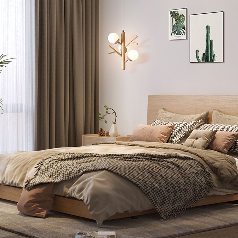 Wooden Chandelier Pendant Lamp Modern 3-Light Chandelier Light Fixtures for Living Room