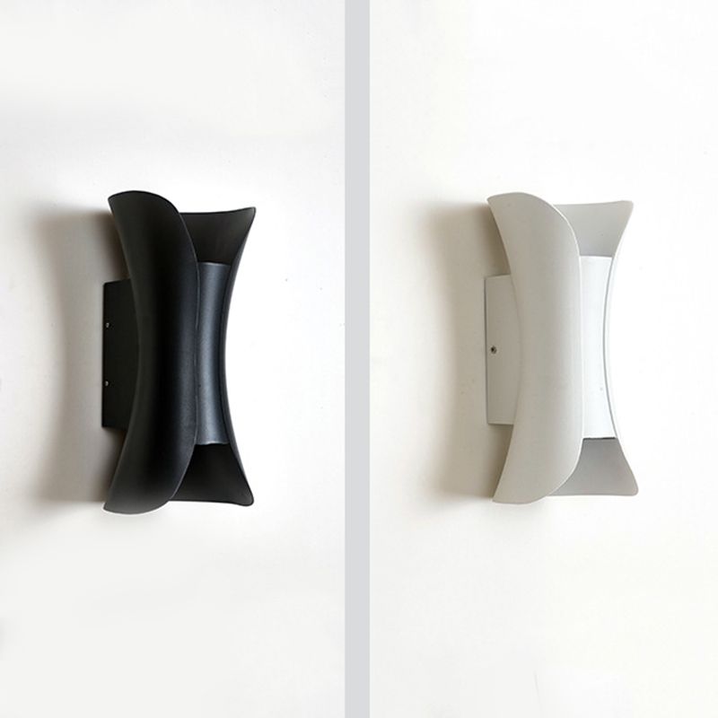 Lámpara de luz de pared curva de aluminio estilo moderno de 2 luces lámpara en blanco y negro