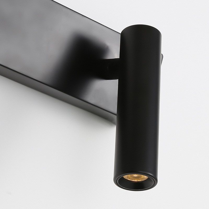 Moderne Metallwandleuchte gerade 3 Leuchten LED -Wandleuchten in Schwarz für Schlafzimmer