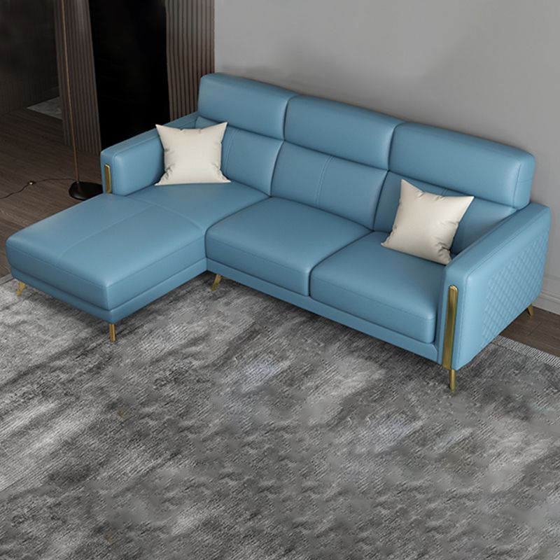 Glam Stationary Sectional Sofa Cushion Back Leather Living Room Set