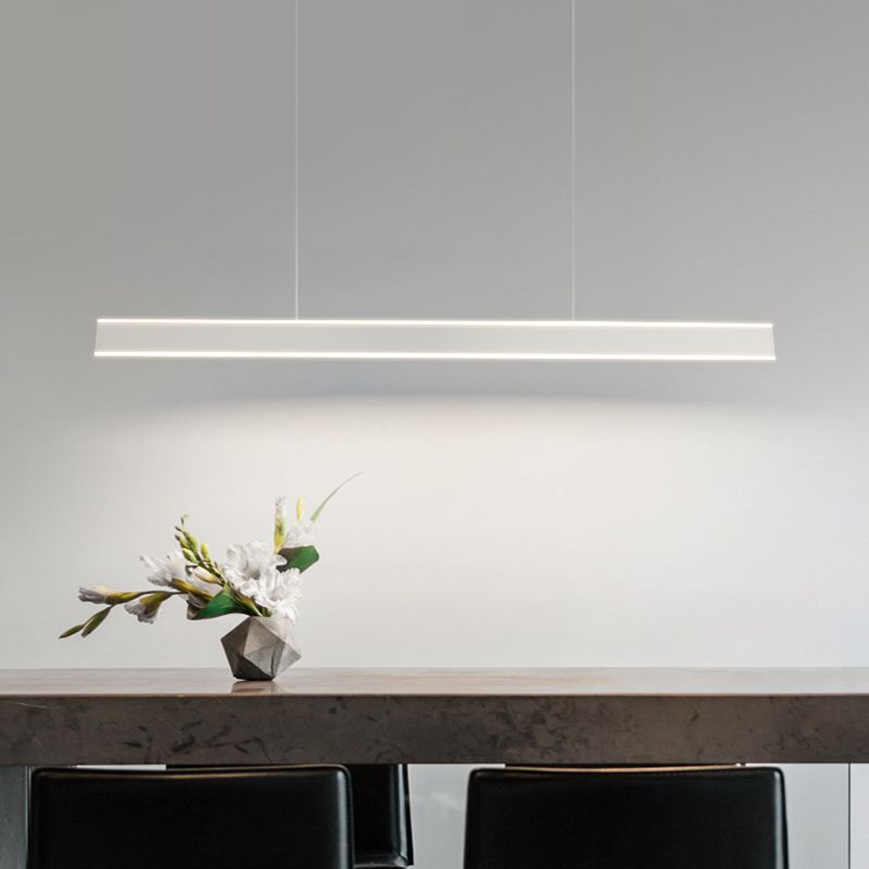 Simple LED Island Light Modern Style White Hanging Light for Dining Room