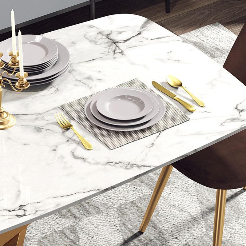 Glam White Stone Dining Set Furniture 1/5 Pieces Dining Furniture for Home