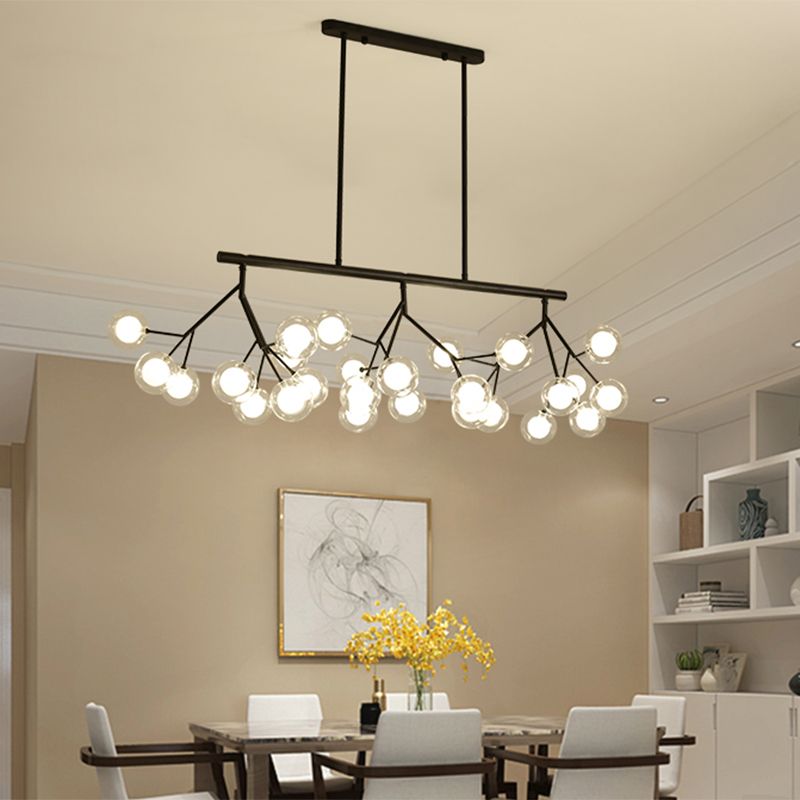 27 Bubbles Island Lighting Contemporary Metal Hanging Chandelier in Black Finish