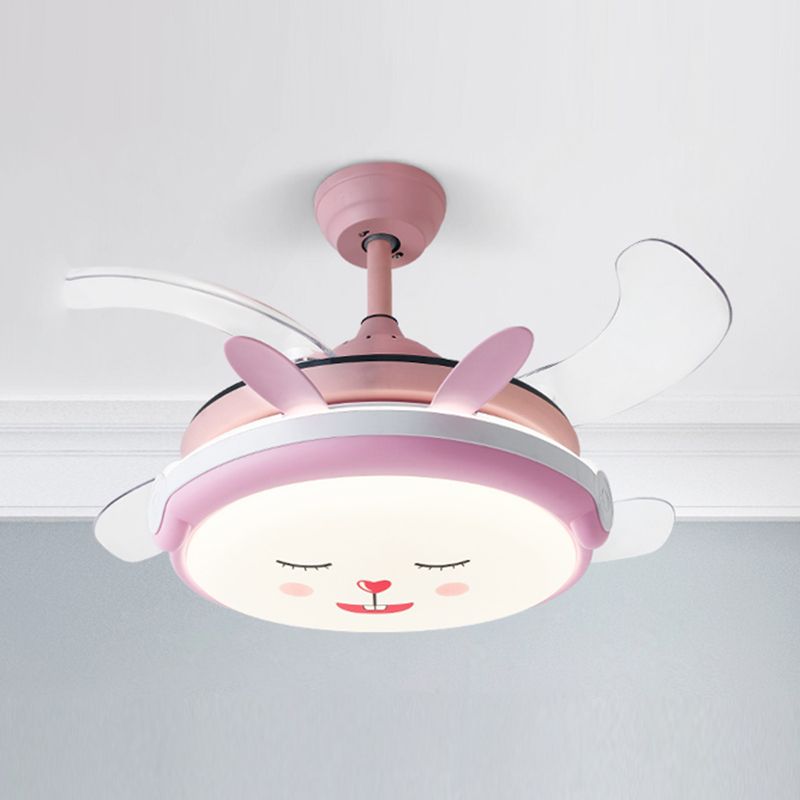 Cartoon Children dormitorio colgante ventilador de ventilador de ventilador de animales semi rascilla de techo luz de techo