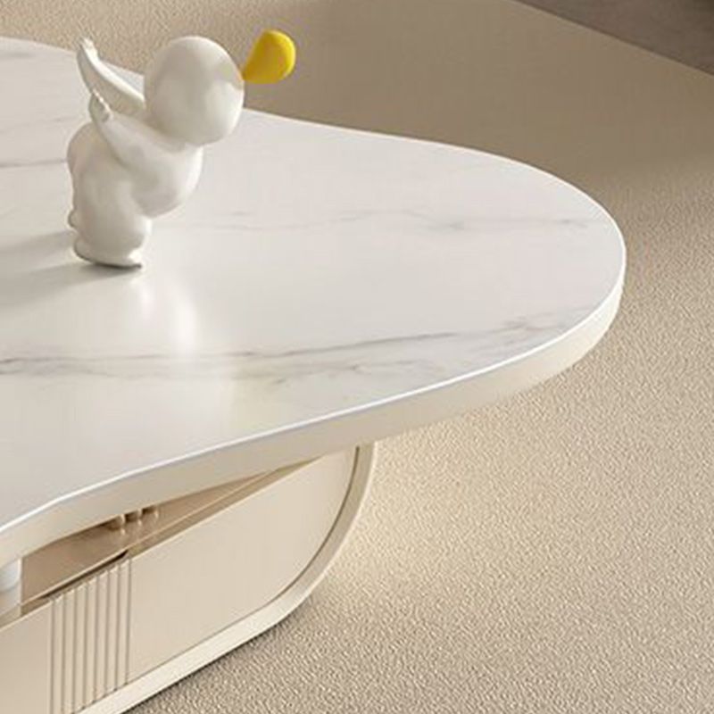 Stone Geometric Contemporary Coffee Table Single Cocktail Table with Storage Drawers