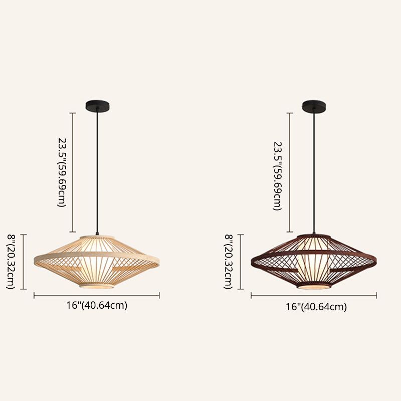 Flying Saucer Bambus Anhänger Beleuchtung Leuchte Asien Stil Suspension Anhänger Licht