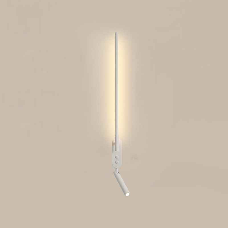 Estilo moderno de forma lineal mate de pared metal 1 luz de pared ligera para dormitorio