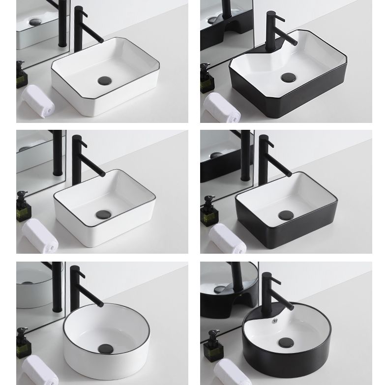 Modern Trough Bathroom Sink White and Black Trough Bathroom Sink