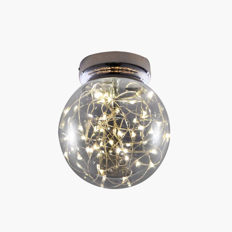 Plafonnier LED encastrable pour cuisine, éclairage de plafond étoilé Simple en acier inoxydable avec abat-jour en verre Global