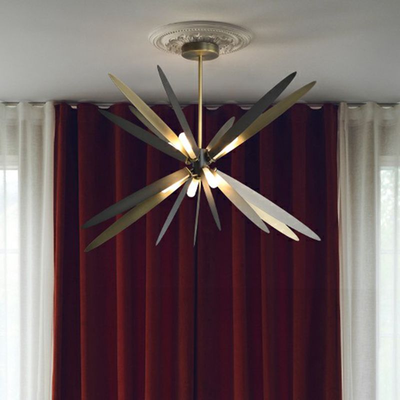 Metal Dragonfly Suspension Lamp Decorative 8 Bulbs Bronze Finish Chandelier for Dining Room