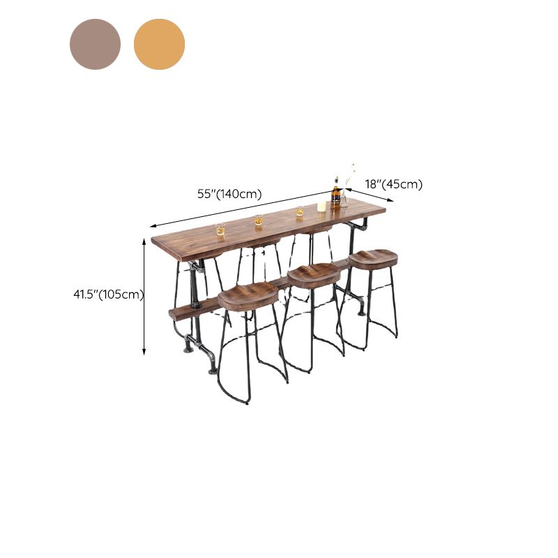 Industrial Bar Table Rectangle Solid Wood Pub Table for Outdoor