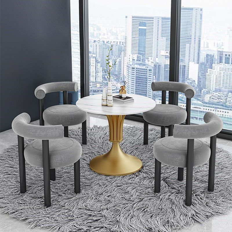 Modern Style Round Dining Table Sintered Stone Table with Pedestal Base
