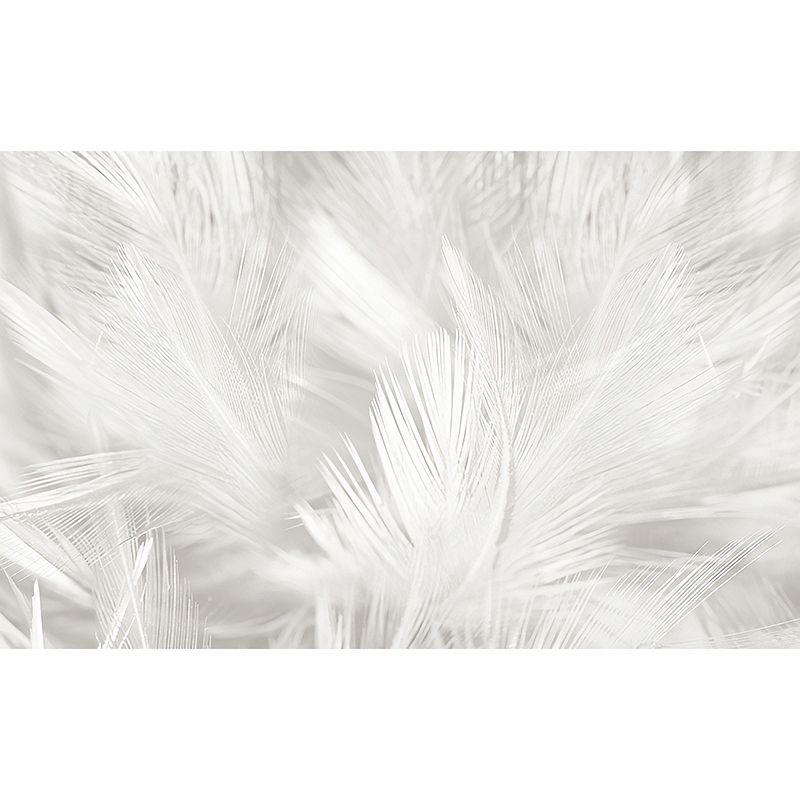 Photography Feather Wall Mural Decal for Accent Wall in Plain White, Personalized Size Available