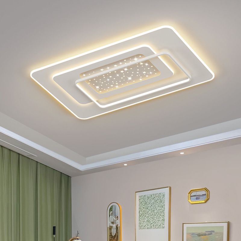 LED Metal Flush Mount Modern Geometric Shape Ceiling Light with Acrylic Shade for Bedroom