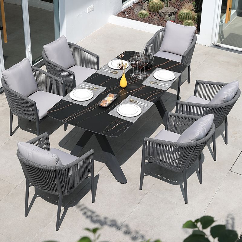 Metal Frame Dining Table Water Resistant Stone Table, 29.52" High