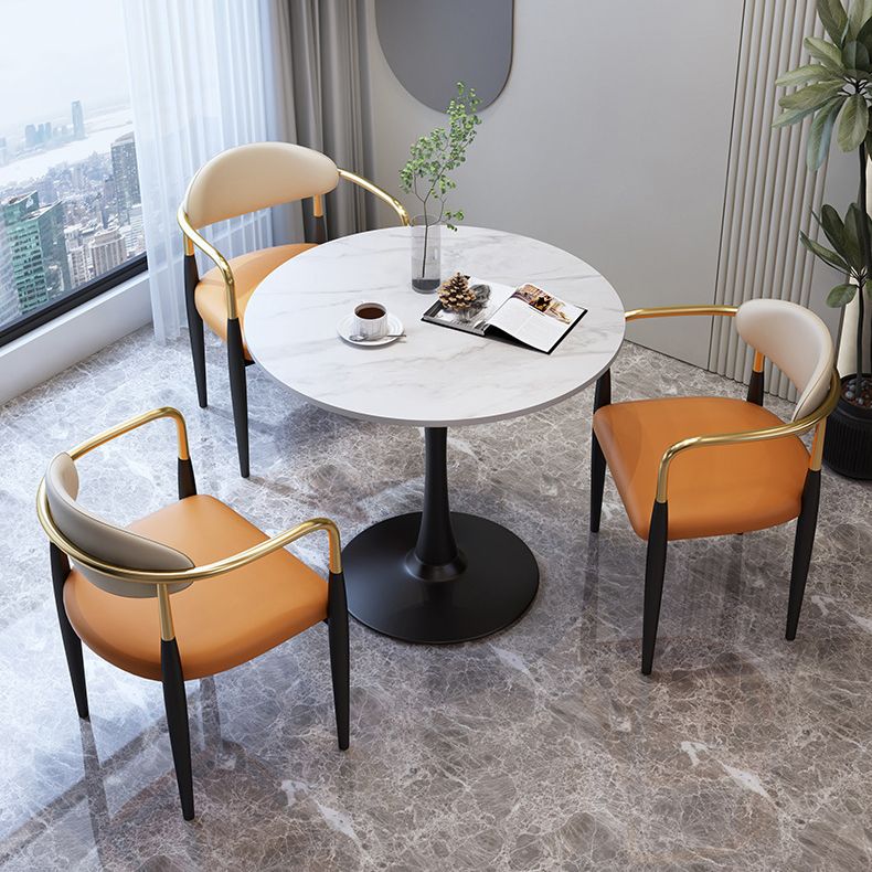 Traditional Luxury Dining Table Stone Dining Table with Metal Base