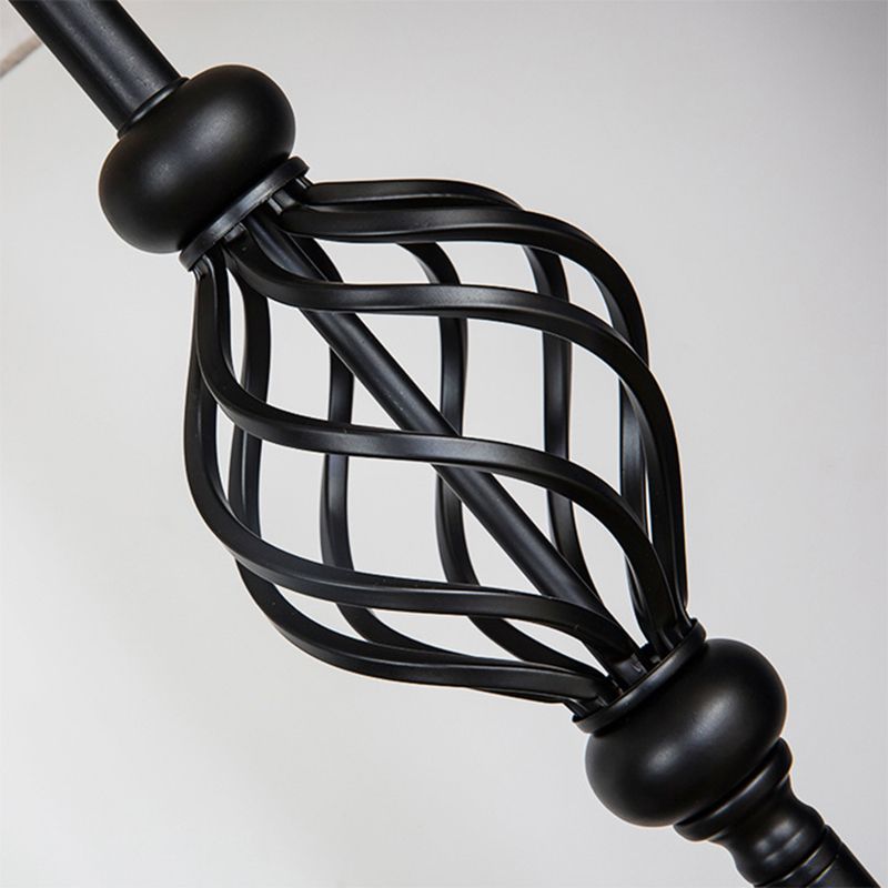 Retro Empire Shade Floor Lamp Single-Bulb Fabric Standing Light in Black with Foot Switch