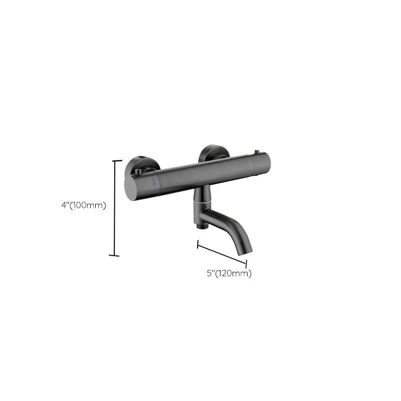 Handshower Tub Filler Black Brass Double Knob Handle Swivel Wall Mount Tub Filler